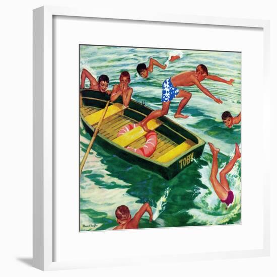 "Rowboat Diving", July 12, 1952-Mead Schaeffer-Framed Giclee Print