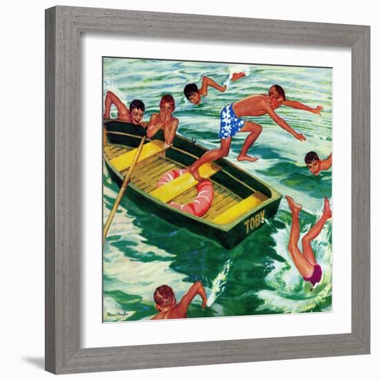 "Rowboat Diving", July 12, 1952-Mead Schaeffer-Framed Giclee Print