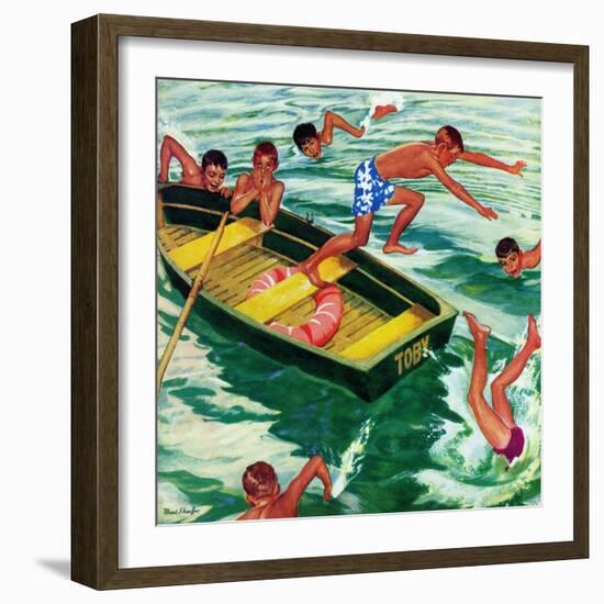 "Rowboat Diving", July 12, 1952-Mead Schaeffer-Framed Giclee Print