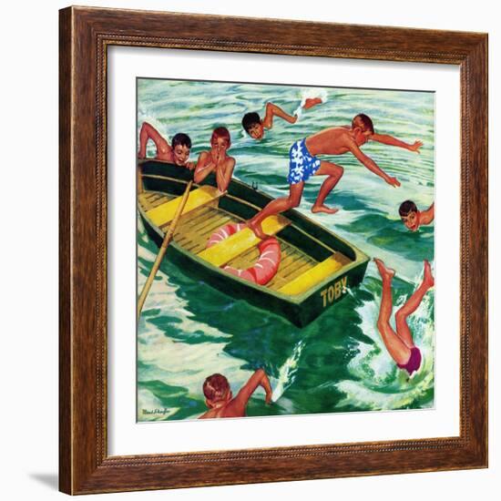 "Rowboat Diving", July 12, 1952-Mead Schaeffer-Framed Giclee Print