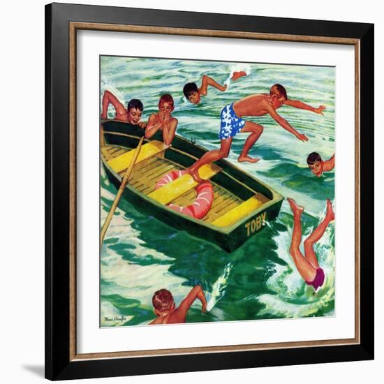 "Rowboat Diving", July 12, 1952-Mead Schaeffer-Framed Giclee Print