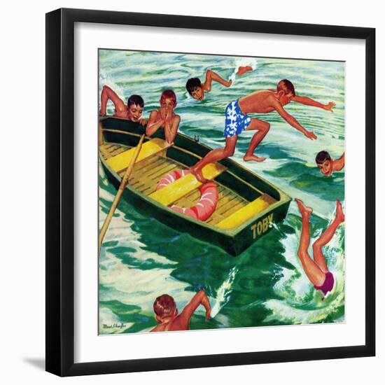 "Rowboat Diving", July 12, 1952-Mead Schaeffer-Framed Giclee Print