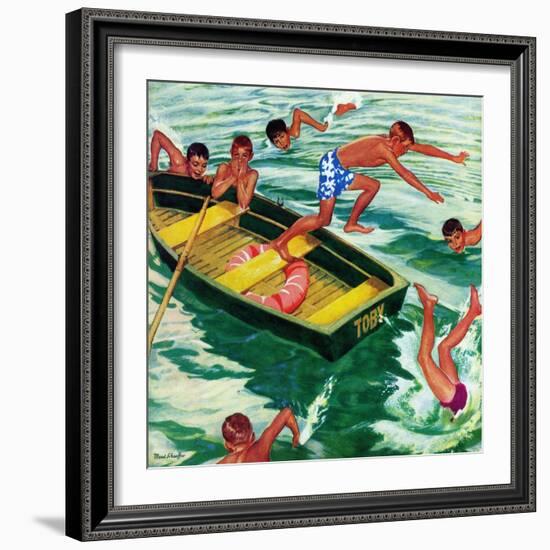 "Rowboat Diving", July 12, 1952-Mead Schaeffer-Framed Giclee Print