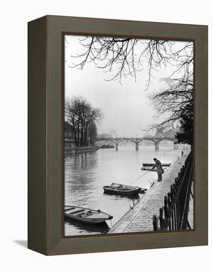 Rowboats Tied Up Along the Seine River-Ed Clark-Framed Premier Image Canvas