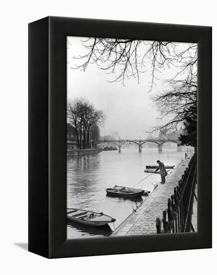 Rowboats Tied Up Along the Seine River-Ed Clark-Framed Premier Image Canvas