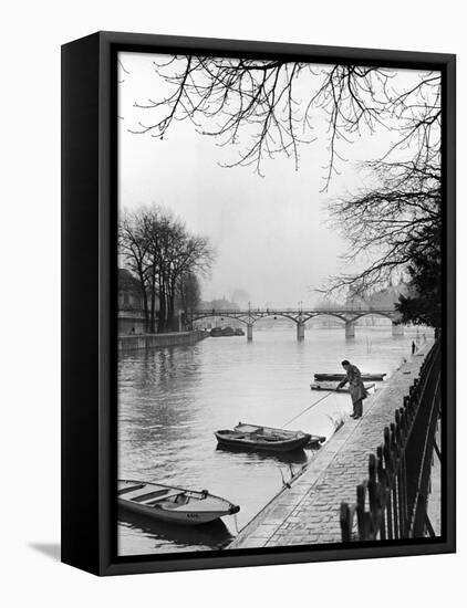 Rowboats Tied Up Along the Seine River-Ed Clark-Framed Premier Image Canvas