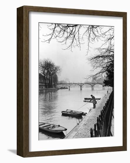 Rowboats Tied Up Along the Seine River-Ed Clark-Framed Photographic Print