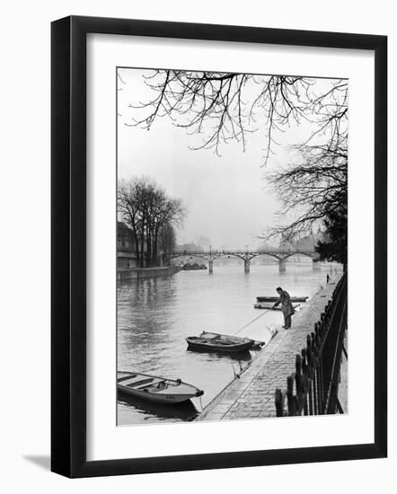 Rowboats Tied Up Along the Seine River-Ed Clark-Framed Photographic Print