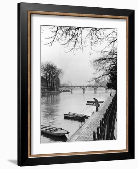 Rowboats Tied Up Along the Seine River-Ed Clark-Framed Photographic Print