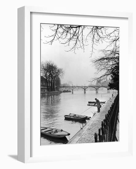 Rowboats Tied Up Along the Seine River-Ed Clark-Framed Photographic Print