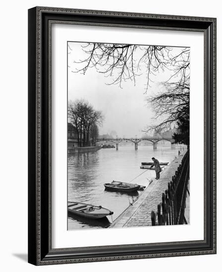 Rowboats Tied Up Along the Seine River-Ed Clark-Framed Photographic Print