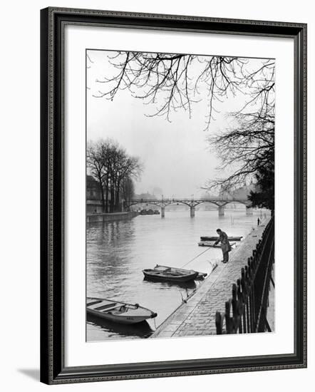 Rowboats Tied Up Along the Seine River-Ed Clark-Framed Photographic Print