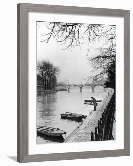 Rowboats Tied Up Along the Seine River-Ed Clark-Framed Photographic Print