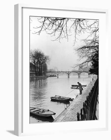 Rowboats Tied Up Along the Seine River-Ed Clark-Framed Photographic Print