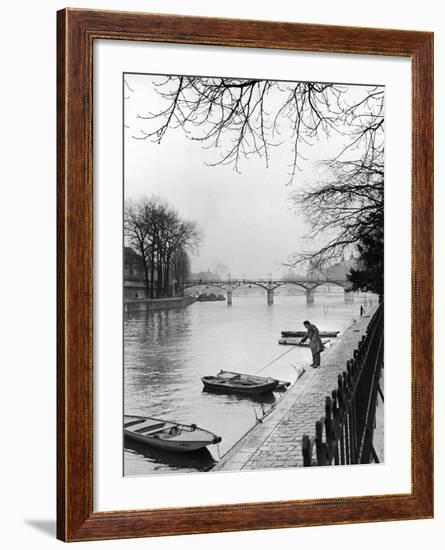 Rowboats Tied Up Along the Seine River-Ed Clark-Framed Photographic Print