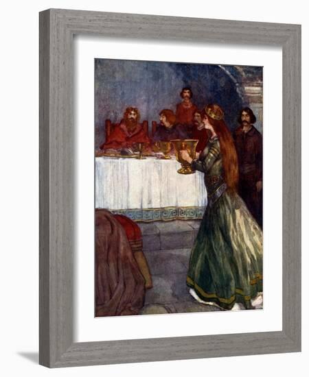 Rowena Came into the Room Carrying a Beautiful Golden Cup, C430 Ad-AS Forrest-Framed Giclee Print