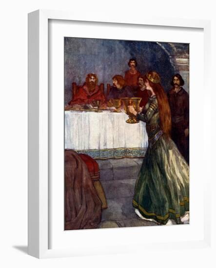 Rowena Came into the Room Carrying a Beautiful Golden Cup, C430 Ad-AS Forrest-Framed Giclee Print