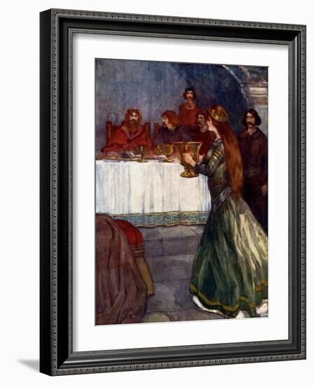 Rowena Came into the Room Carrying a Beautiful Golden Cup, C430 Ad-AS Forrest-Framed Giclee Print