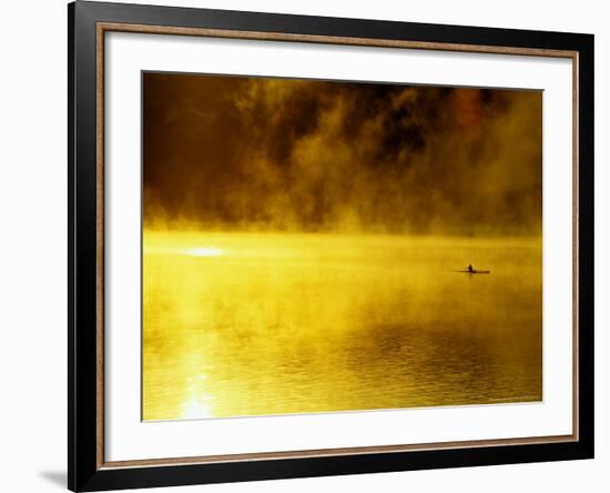 Rower at Sunrise, Lake Dillon, Colorado, USA-Chuck Haney-Framed Photographic Print