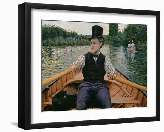 Rower in a Top Hat, C.1877-78-Gustave Caillebotte-Framed Giclee Print