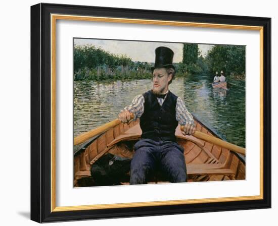 Rower in a Top Hat, C.1877-78-Gustave Caillebotte-Framed Giclee Print