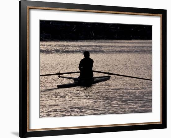 Rower in Portage Bay, Seattle, Washington, USA-William Sutton-Framed Photographic Print