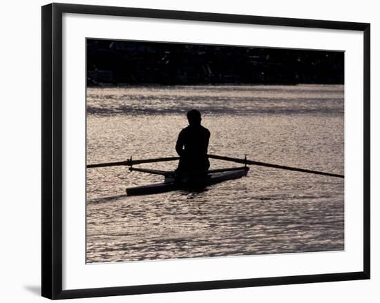 Rower in Portage Bay, Seattle, Washington, USA-William Sutton-Framed Photographic Print