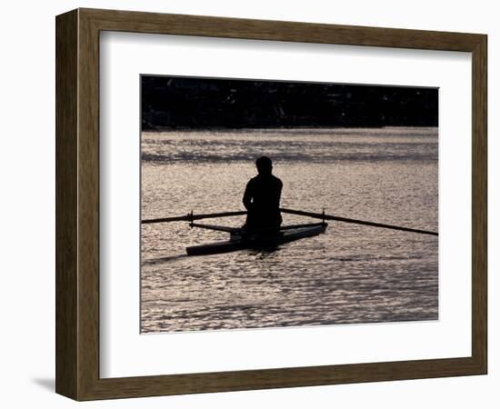 Rower in Portage Bay, Seattle, Washington, USA-William Sutton-Framed Photographic Print