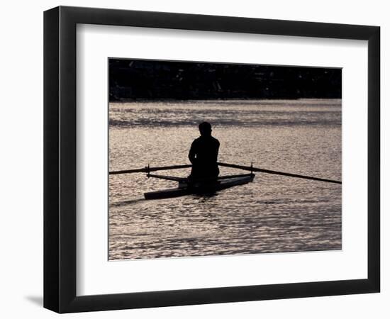 Rower in Portage Bay, Seattle, Washington, USA-William Sutton-Framed Photographic Print