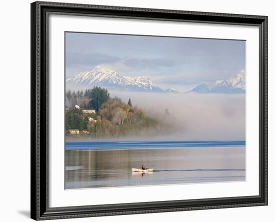 Rower with Fog Bank, Bainbridge Island, Washington, USA-Trish Drury-Framed Photographic Print