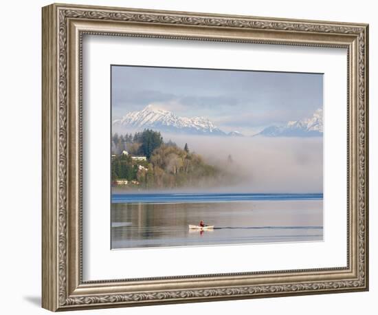 Rower with Fog Bank, Bainbridge Island, Washington, USA-Trish Drury-Framed Photographic Print