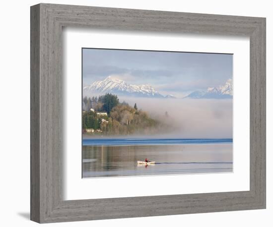 Rower with Fog Bank, Bainbridge Island, Washington, USA-Trish Drury-Framed Photographic Print