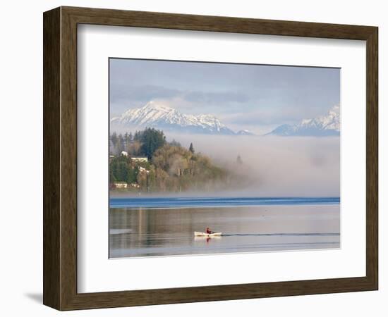 Rower with Fog Bank, Bainbridge Island, Washington, USA-Trish Drury-Framed Photographic Print