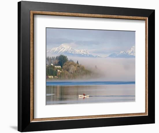 Rower with Fog Bank, Bainbridge Island, Washington, USA-Trish Drury-Framed Photographic Print