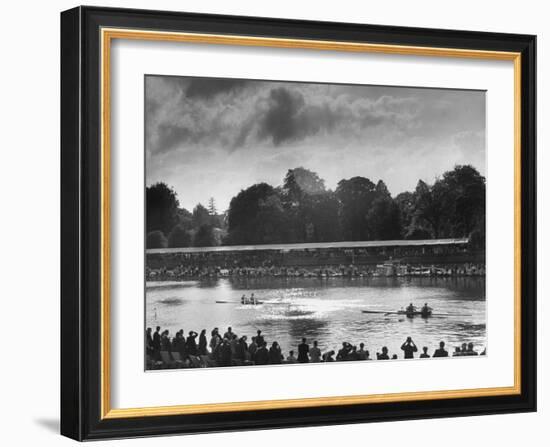 Rowers Competing in Rowing Event on Thames River-Ed Clark-Framed Photographic Print