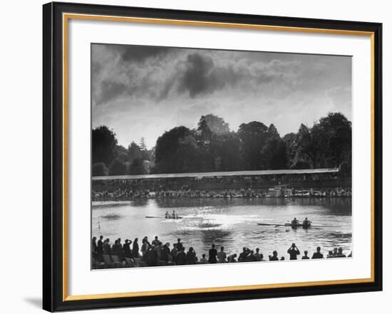 Rowers Competing in Rowing Event on Thames River-Ed Clark-Framed Photographic Print