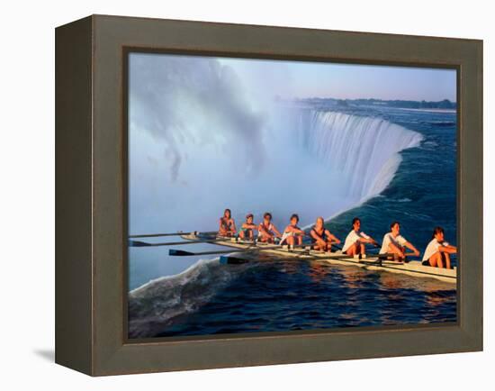 Rowers Hang Over the Edge at Niagra Falls, US-Canada Border-Janis Miglavs-Framed Premier Image Canvas