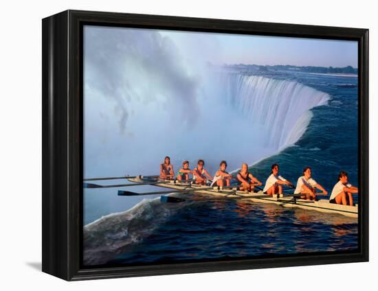 Rowers Hang Over the Edge at Niagra Falls, US-Canada Border-Janis Miglavs-Framed Premier Image Canvas