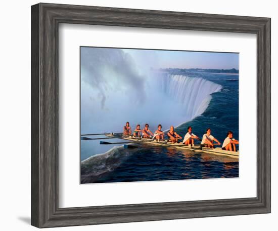 Rowers Hang Over the Edge at Niagra Falls, US-Canada Border-Janis Miglavs-Framed Photographic Print