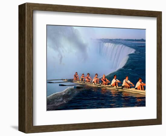 Rowers Hang Over the Edge at Niagra Falls, US-Canada Border-Janis Miglavs-Framed Photographic Print