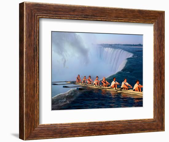 Rowers Hang Over the Edge at Niagra Falls, US-Canada Border-Janis Miglavs-Framed Photographic Print