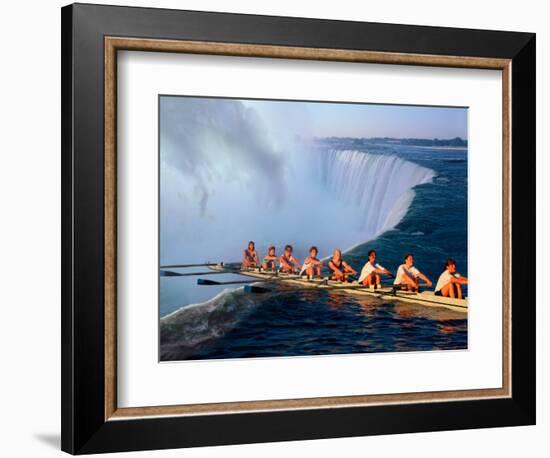 Rowers Hang Over the Edge at Niagra Falls, US-Canada Border-Janis Miglavs-Framed Photographic Print