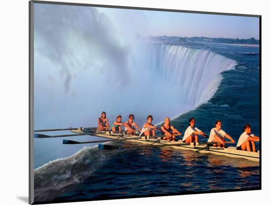 Rowers Hang Over the Edge at Niagra Falls, US-Canada Border-Janis Miglavs-Mounted Photographic Print