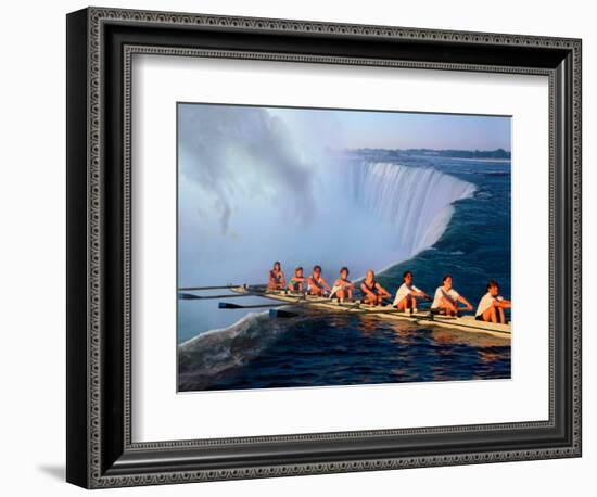 Rowers Hang Over the Edge at Niagra Falls, US-Canada Border-Janis Miglavs-Framed Photographic Print