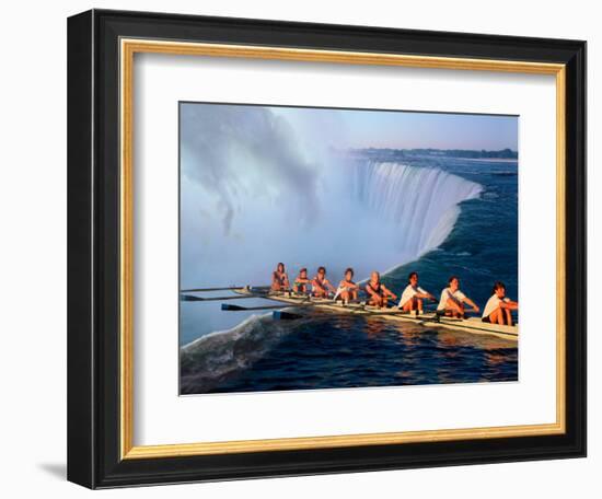 Rowers Hang Over the Edge at Niagra Falls, US-Canada Border-Janis Miglavs-Framed Photographic Print