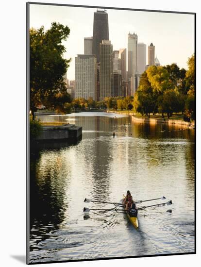 Rowers in Lincoln Park lagoon at dawn, Chicago, Illinois, USA-Alan Klehr-Mounted Photographic Print