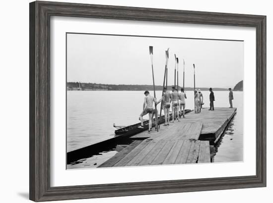 Rowers on Dock-null-Framed Art Print