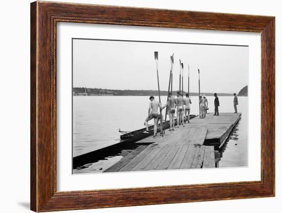 Rowers on Dock-null-Framed Art Print