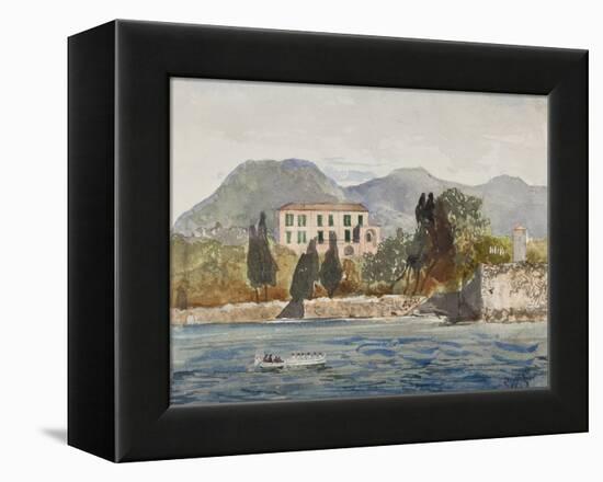 Rowing Barge with the Borbone Flag Approaching a Large House on the Neapolitan Coast-Giacinto Gigante-Framed Premier Image Canvas