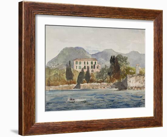 Rowing Barge with the Borbone Flag Approaching a Large House on the Neapolitan Coast-Giacinto Gigante-Framed Giclee Print